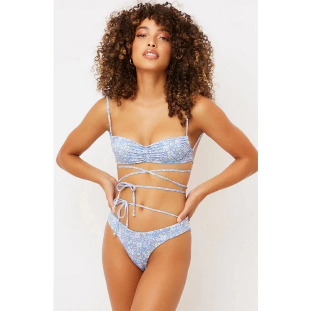💕FRANKIES BIKINIS💕 Foxy Cheeky Bikini Bottom ~ Springtime Floral Print XL NWT